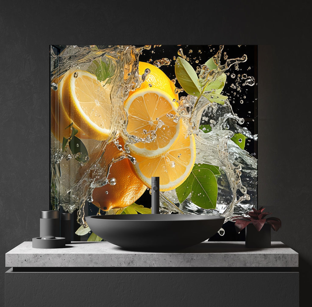 Lemon Burst Glass Kitchen Backsplash – Refreshing Citrus Splash Design-BacksplashArtworks
