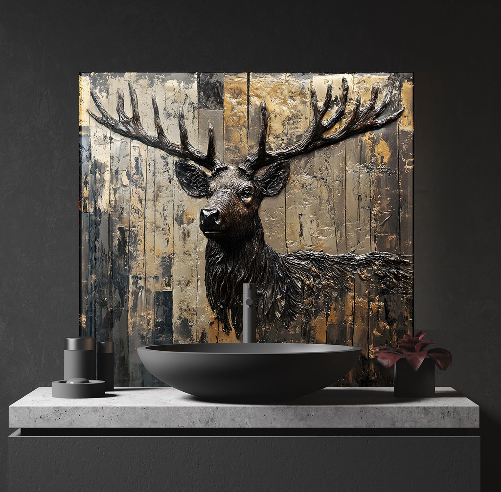 Majestic Stag - Glass Kitchen Backsplash-BacksplashArtworks