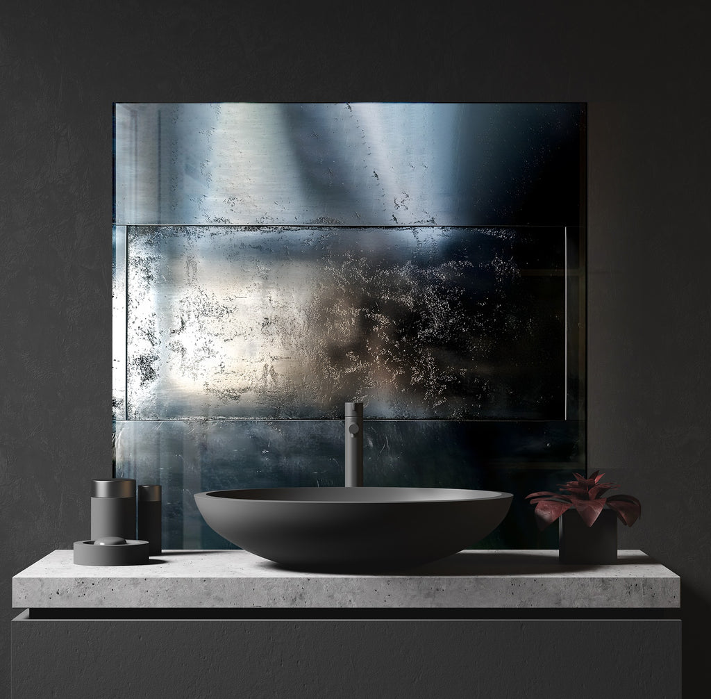 Sleek Dark Metallic - Glass Kitchen Backsplash-BacksplashArtworks