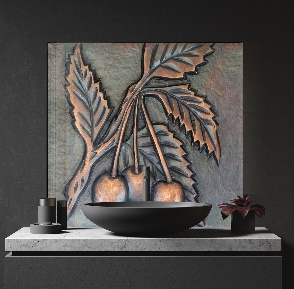 Cherry Charm Luxurious - Glass Kitchen Backsplash-BacksplashArtworks