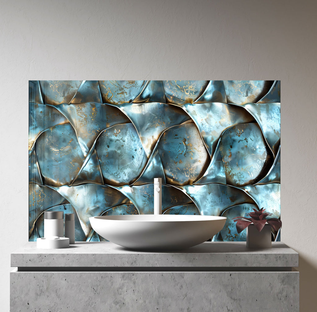Oceanic Wave - Glass Kitchen Backsplash-BacksplashArtworks
