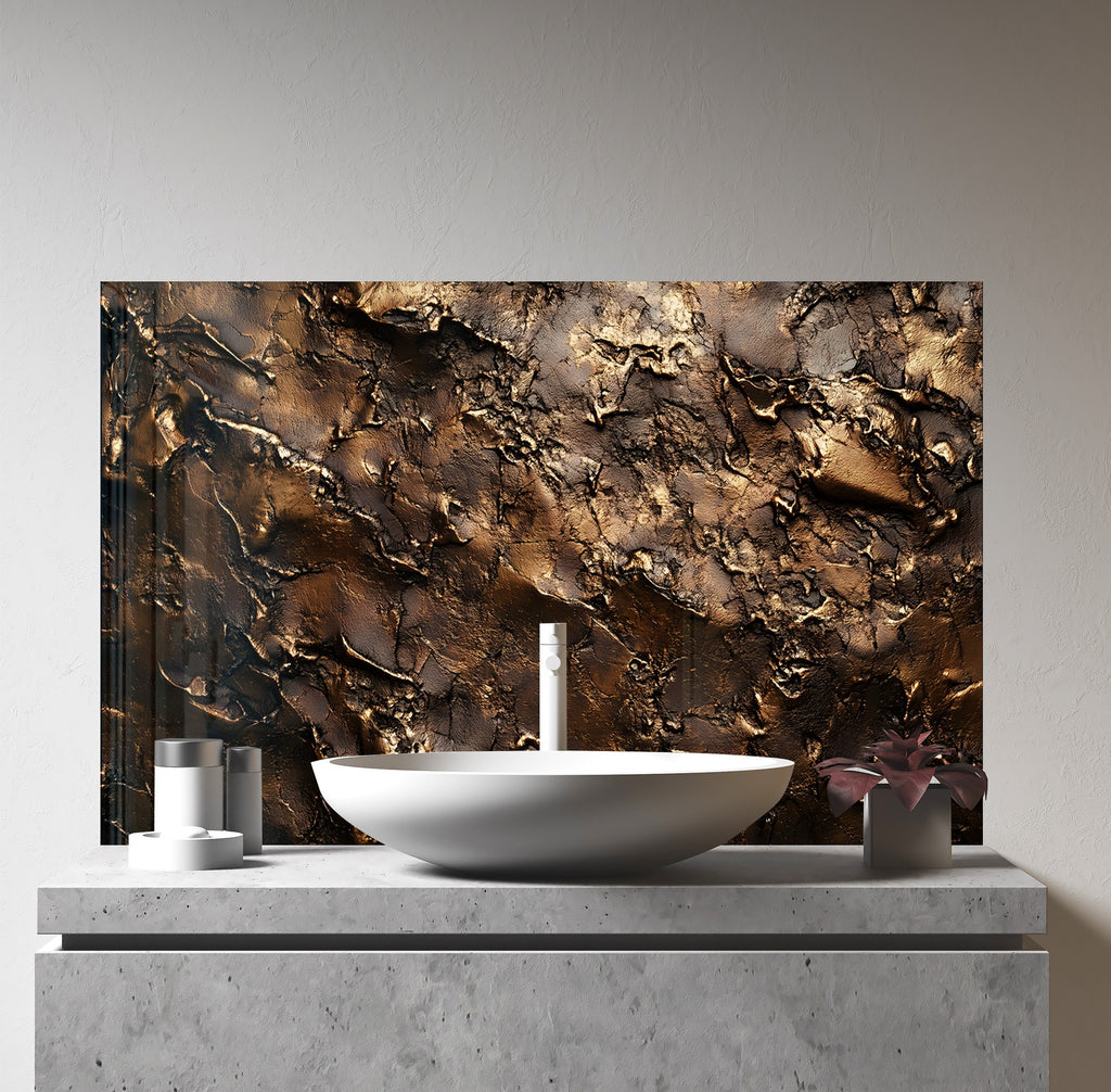 Bronze Lava Effect - Glass Kitchen Backsplash-BacksplashArtworks