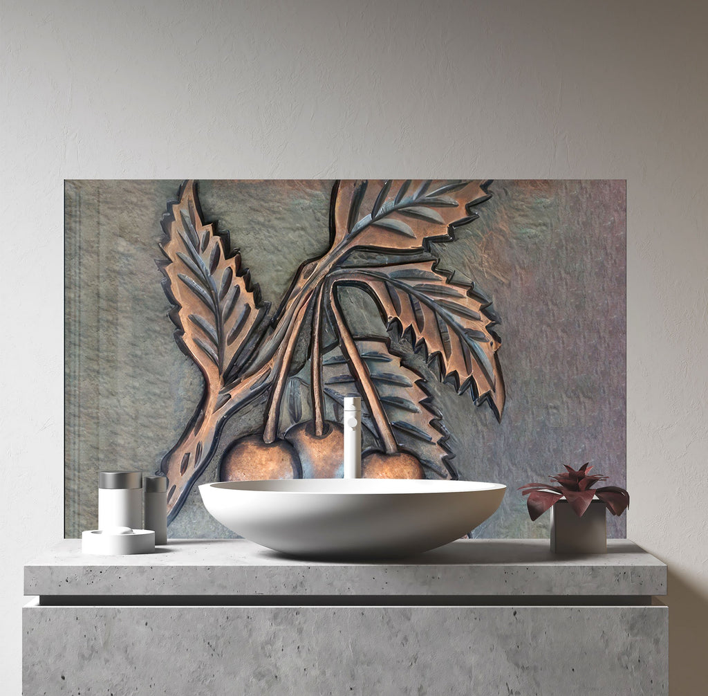 Cherry Charm Luxurious - Glass Kitchen Backsplash-BacksplashArtworks