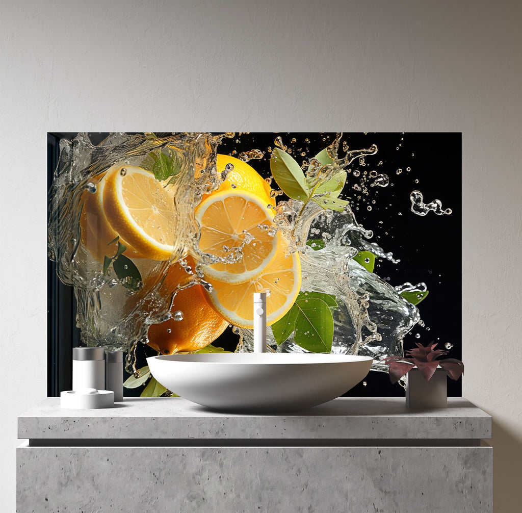 Lemon Burst Glass Kitchen Backsplash – Refreshing Citrus Splash Design-BacksplashArtworks