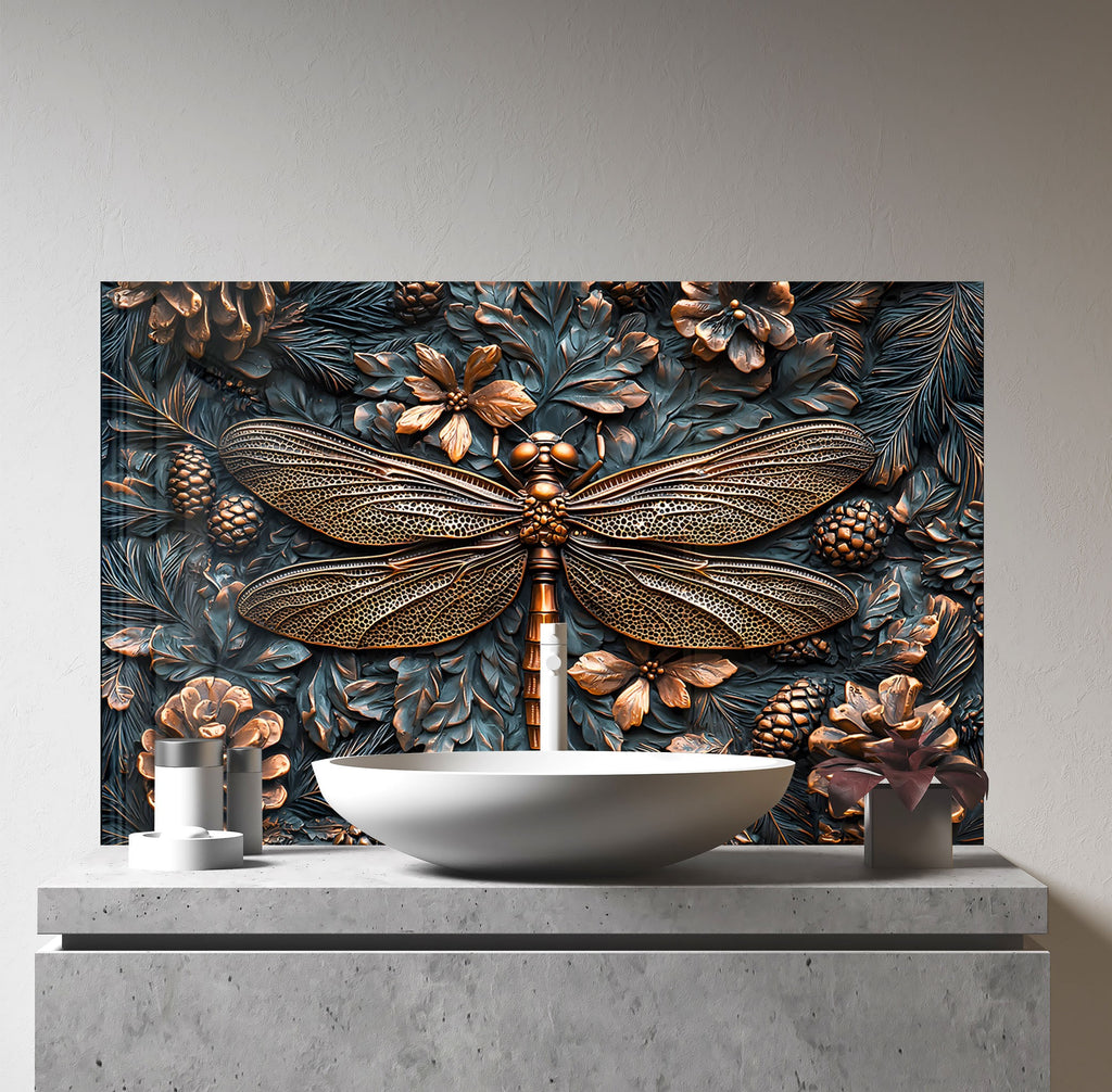 Vivid Dragonfly - Glass Kitchen Backsplash-BacksplashArtworks