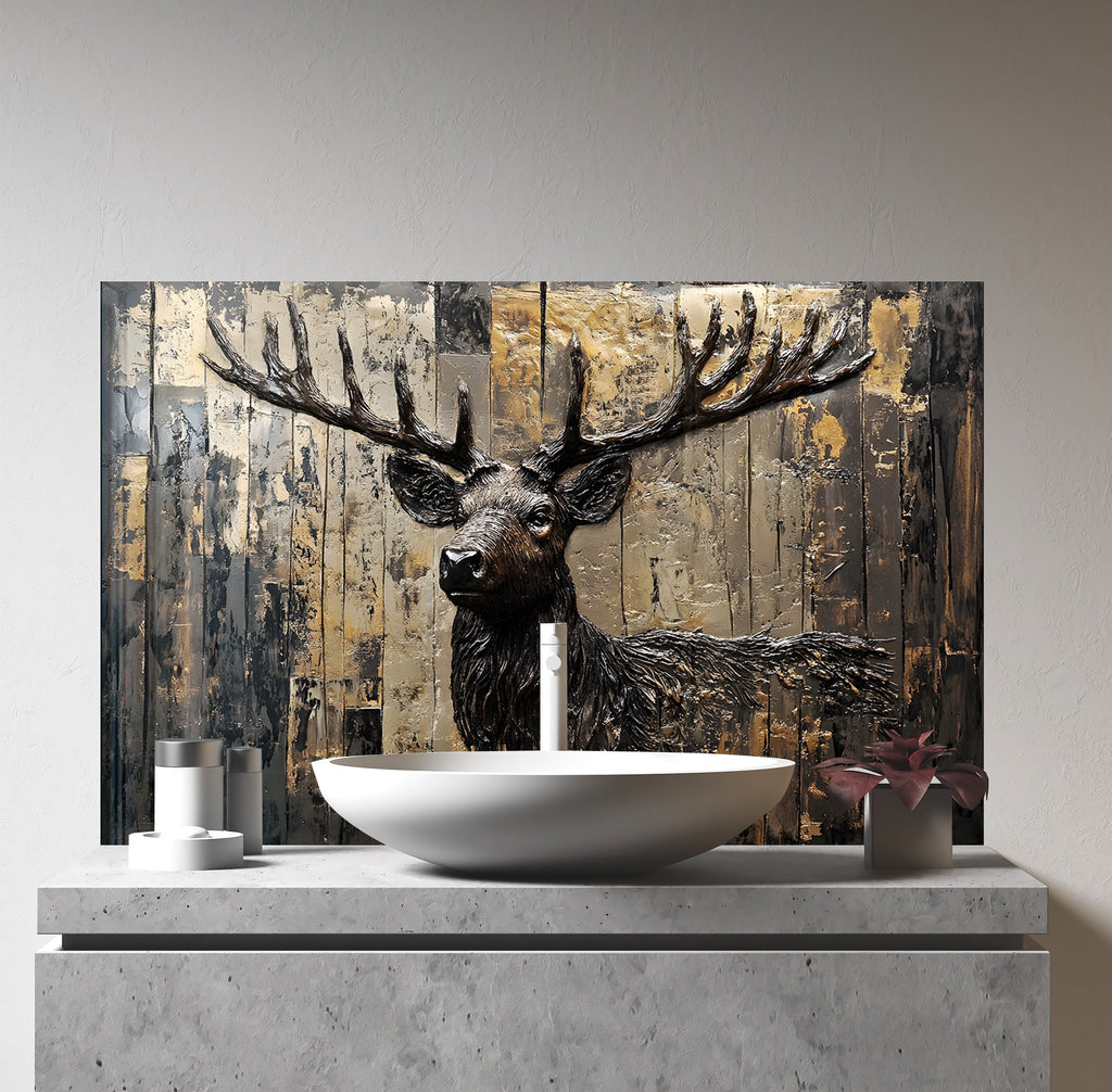 Majestic Stag - Glass Kitchen Backsplash-BacksplashArtworks