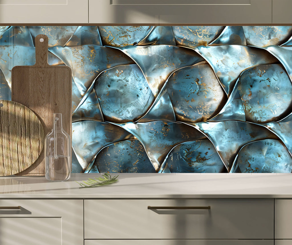 Oceanic Wave - Glass Kitchen Backsplash-BacksplashArtworks