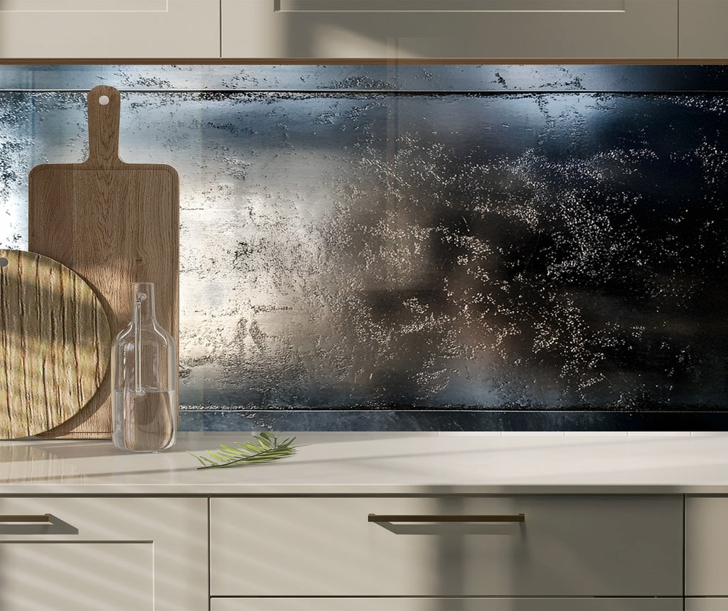 Sleek Dark Metallic - Glass Kitchen Backsplash-BacksplashArtworks