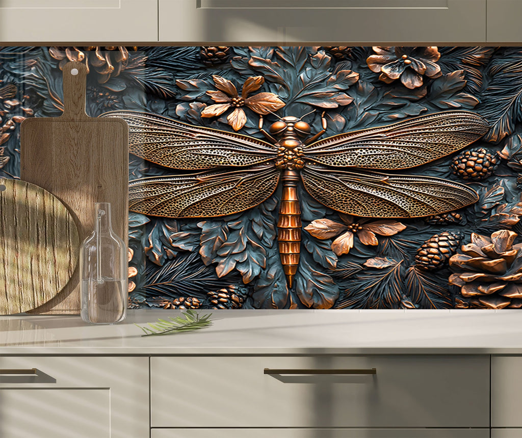 Vivid Dragonfly - Glass Kitchen Backsplash-BacksplashArtworks