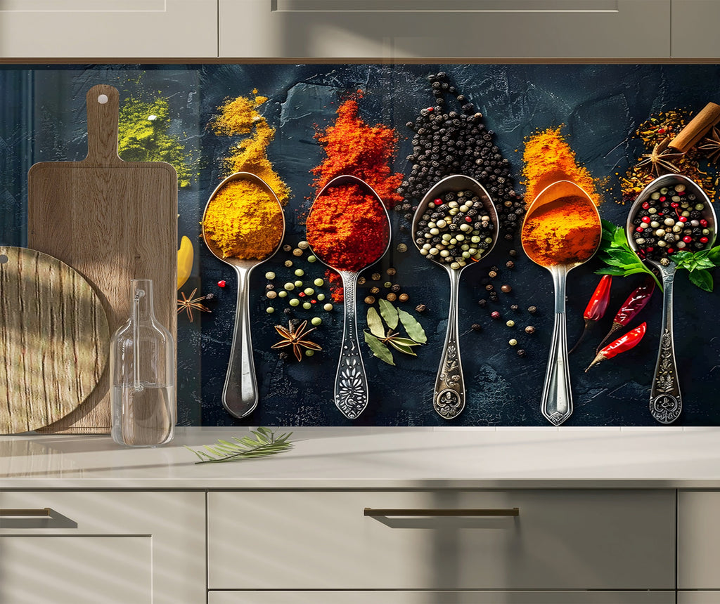 Spice Explosion - Tempered Glass Kitchen Backsplash-BacksplashArtworks