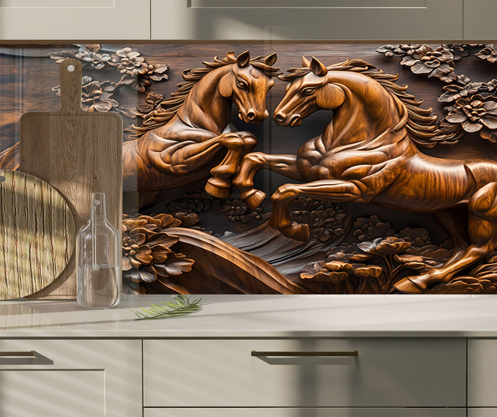 Majestic Stallions - Glass Kitchen Backsplash-BacksplashArtworks