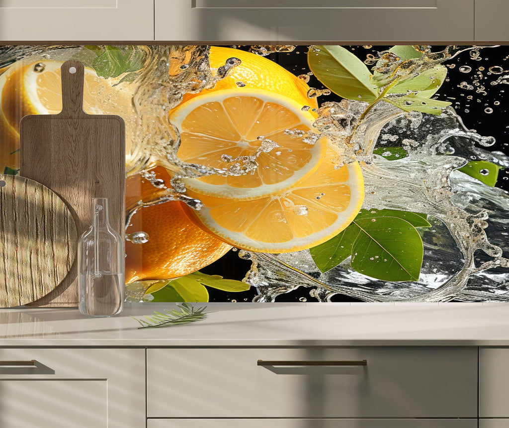 Lemon Burst Glass Kitchen Backsplash – Refreshing Citrus Splash Design-BacksplashArtworks