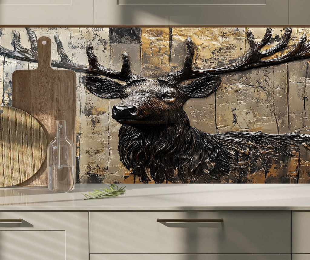 Majestic Stag - Glass Kitchen Backsplash-BacksplashArtworks