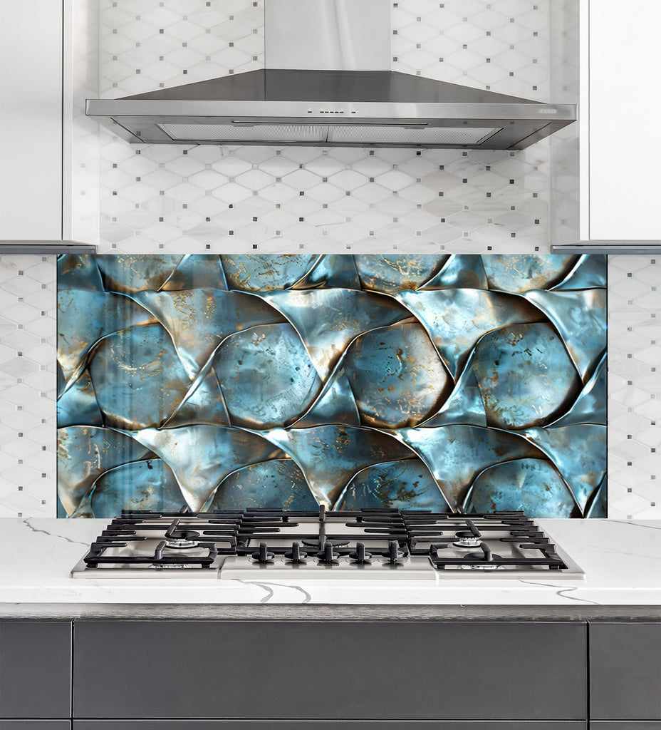 Oceanic Wave - Glass Kitchen Backsplash-BacksplashArtworks