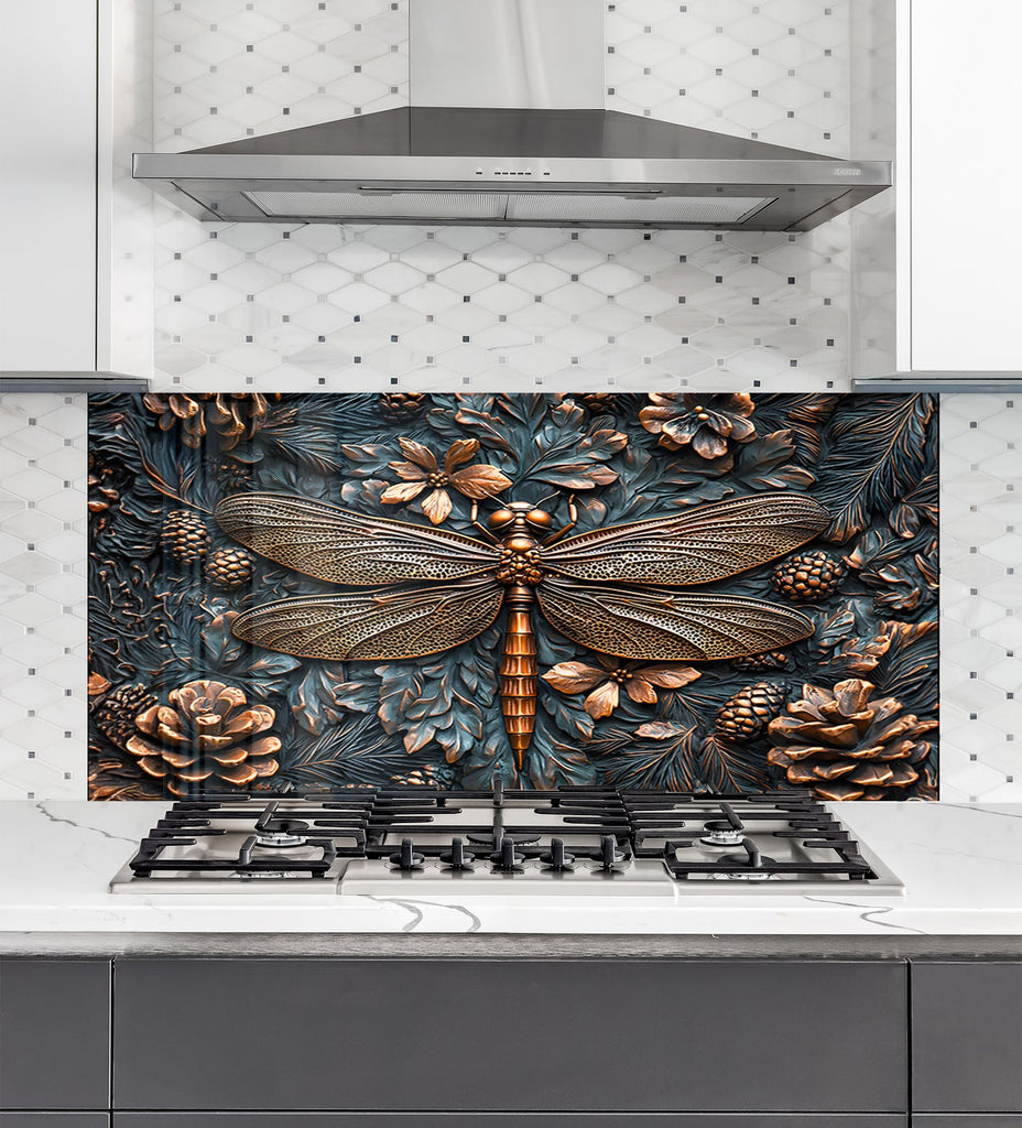 Vivid Dragonfly - Glass Kitchen Backsplash-BacksplashArtworks