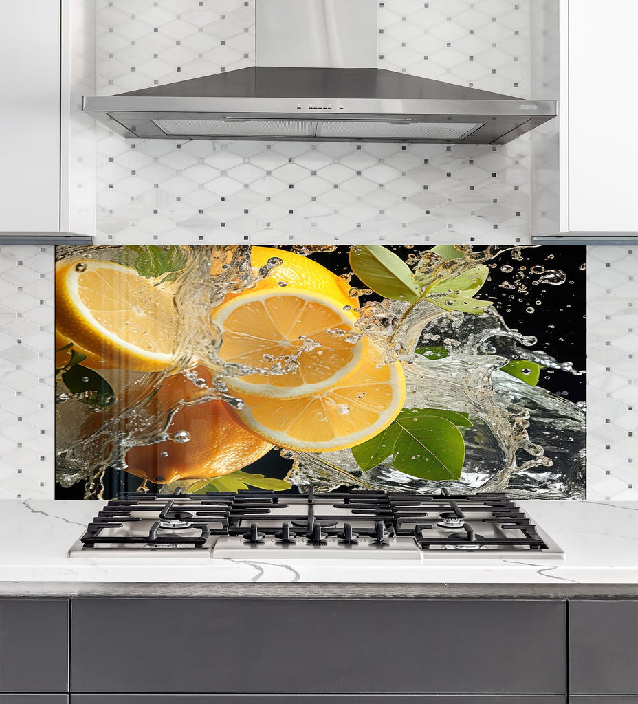 Lemon Burst Glass Kitchen Backsplash – Refreshing Citrus Splash Design-BacksplashArtworks