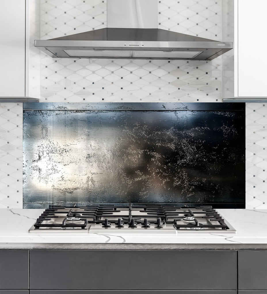 Sleek Dark Metallic - Glass Kitchen Backsplash-BacksplashArtworks