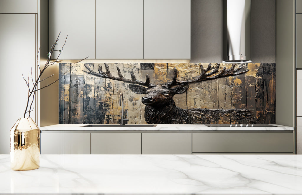 Majestic Stag - Glass Kitchen Backsplash-BacksplashArtworks