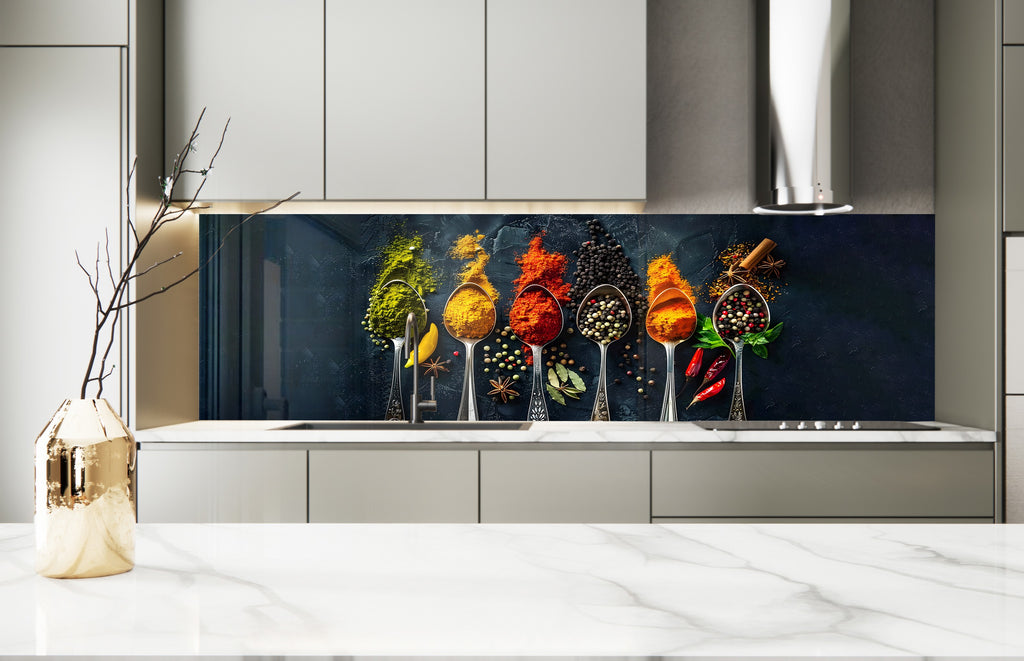 Spice Explosion - Tempered Glass Kitchen Backsplash-BacksplashArtworks