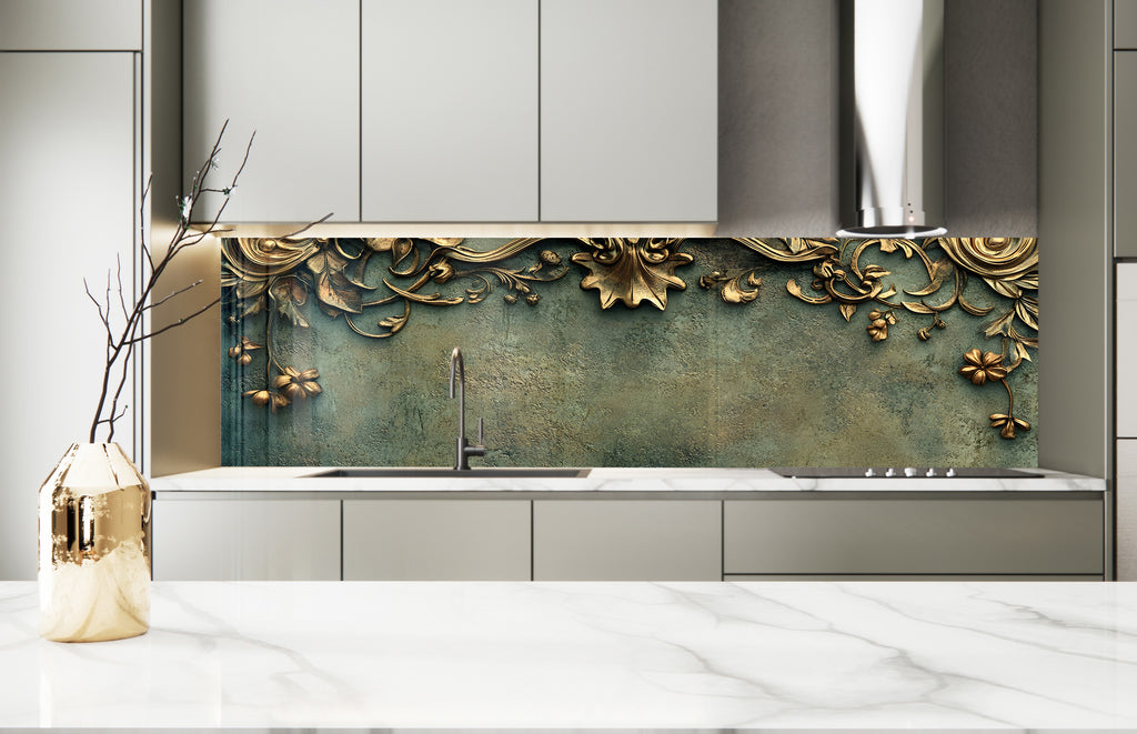 Antique Elegance - Glass Kitchen Backsplash-BacksplashArtworks