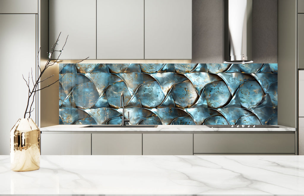 Oceanic Wave - Glass Kitchen Backsplash-BacksplashArtworks