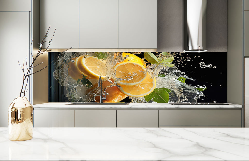 Lemon Burst Glass Kitchen Backsplash – Refreshing Citrus Splash Design-BacksplashArtworks