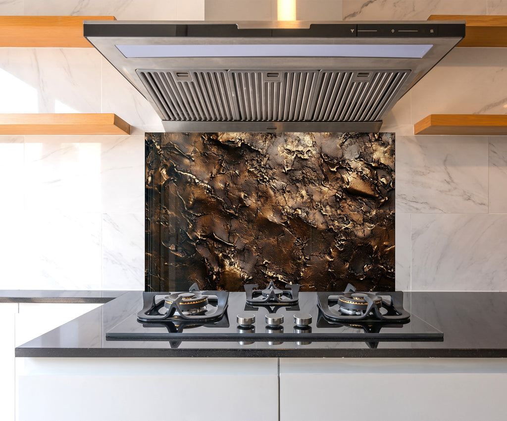 Bronze Lava Effect - Glass Kitchen Backsplash-BacksplashArtworks