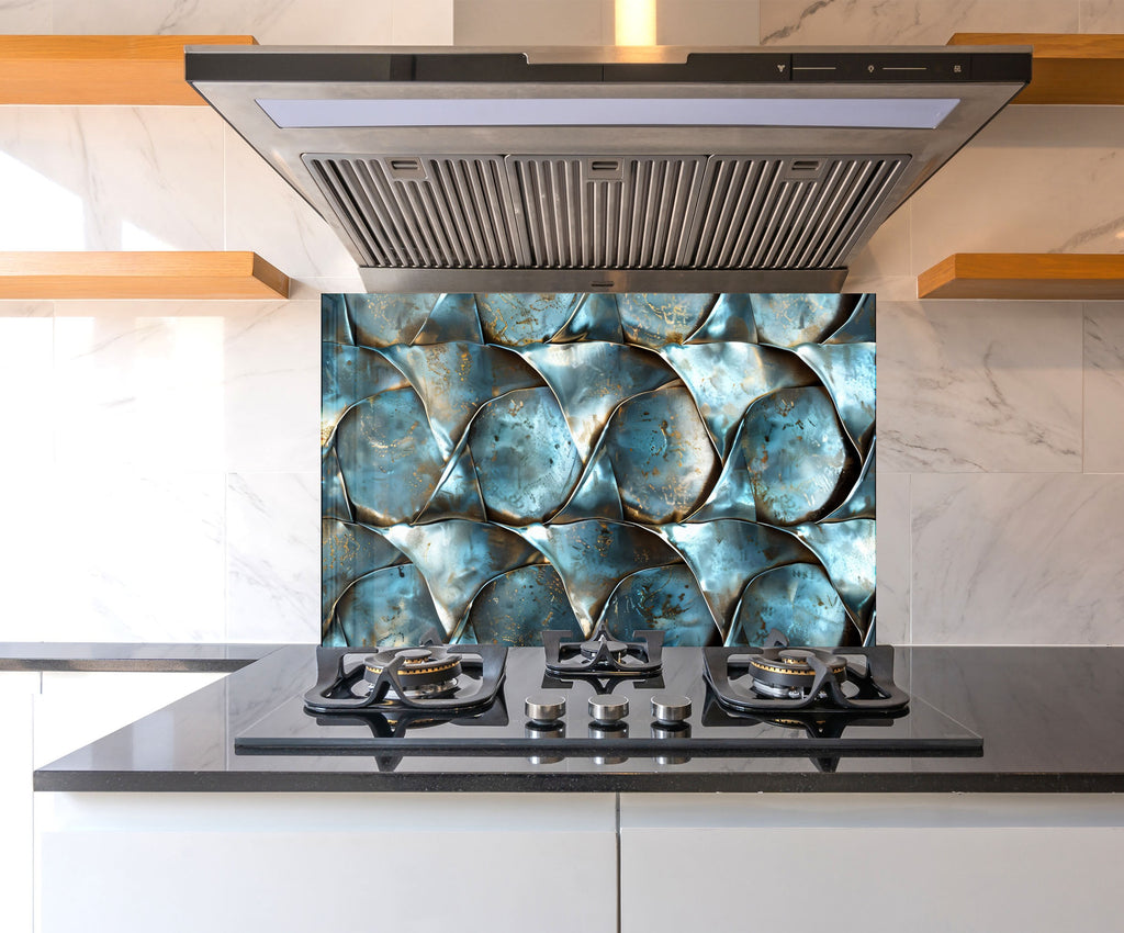 Oceanic Wave - Glass Kitchen Backsplash-BacksplashArtworks