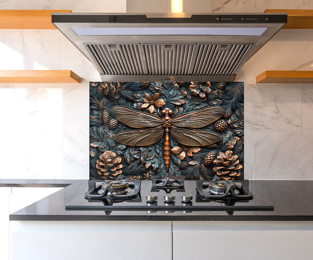 Vivid Dragonfly - Glass Kitchen Backsplash-BacksplashArtworks