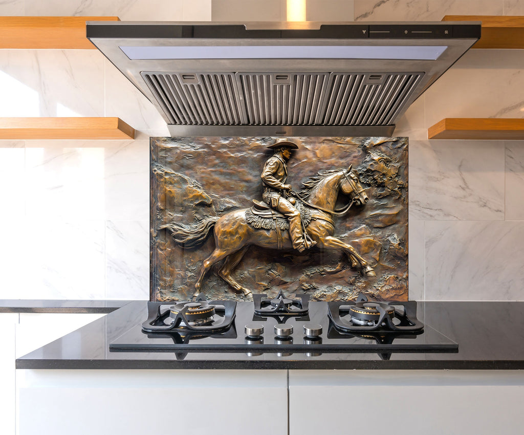 Western Cowboy - Glass Kitchen Backsplash-BacksplashArtworks