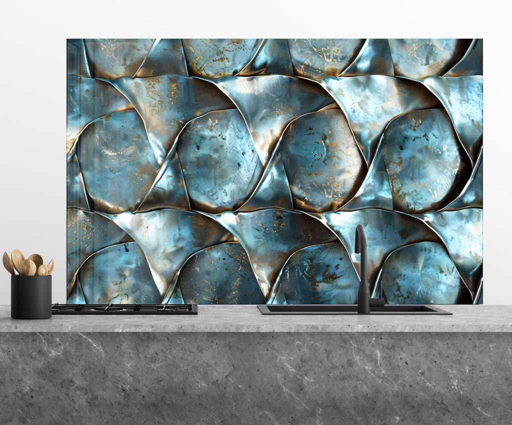 Oceanic Wave - Glass Kitchen Backsplash-BacksplashArtworks