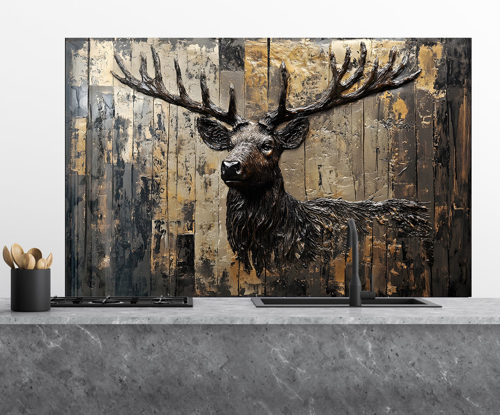 Majestic Stag - Glass Kitchen Backsplash-BacksplashArtworks