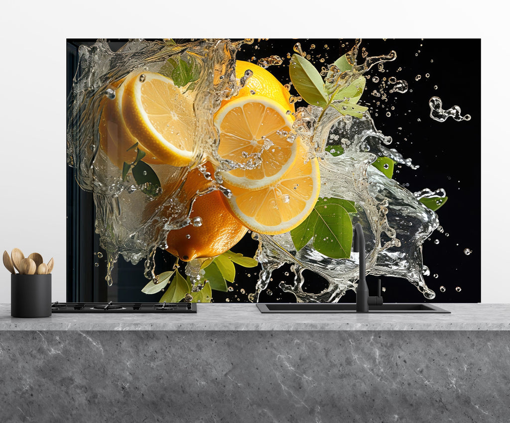 Lemon Burst Glass Kitchen Backsplash – Refreshing Citrus Splash Design-BacksplashArtworks