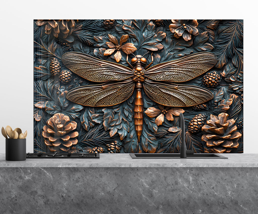 Vivid Dragonfly - Glass Kitchen Backsplash-BacksplashArtworks