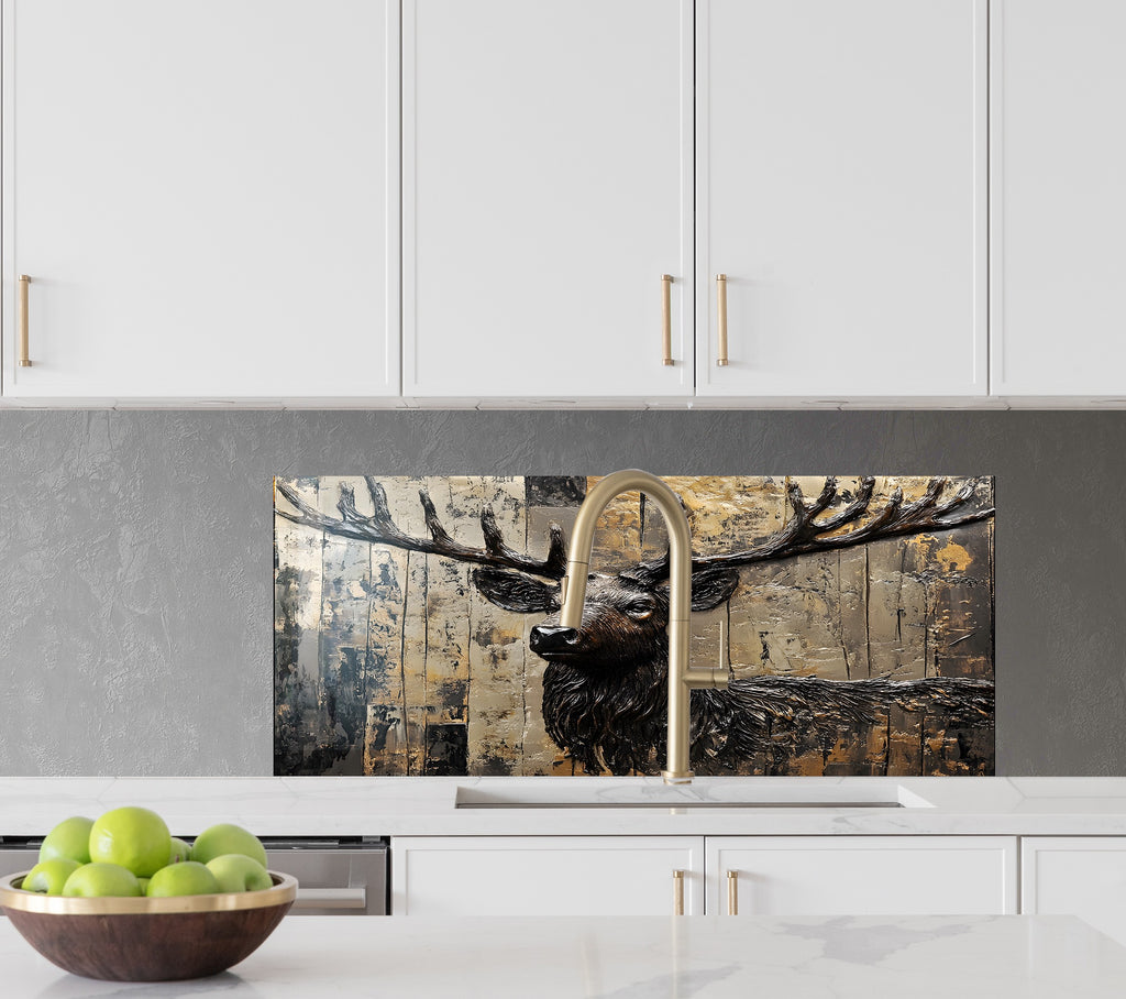 Majestic Stag - Glass Kitchen Backsplash-BacksplashArtworks