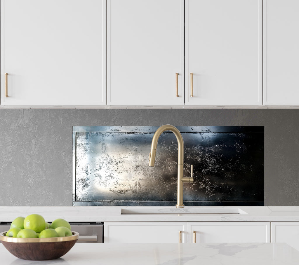 Sleek Dark Metallic - Glass Kitchen Backsplash-BacksplashArtworks