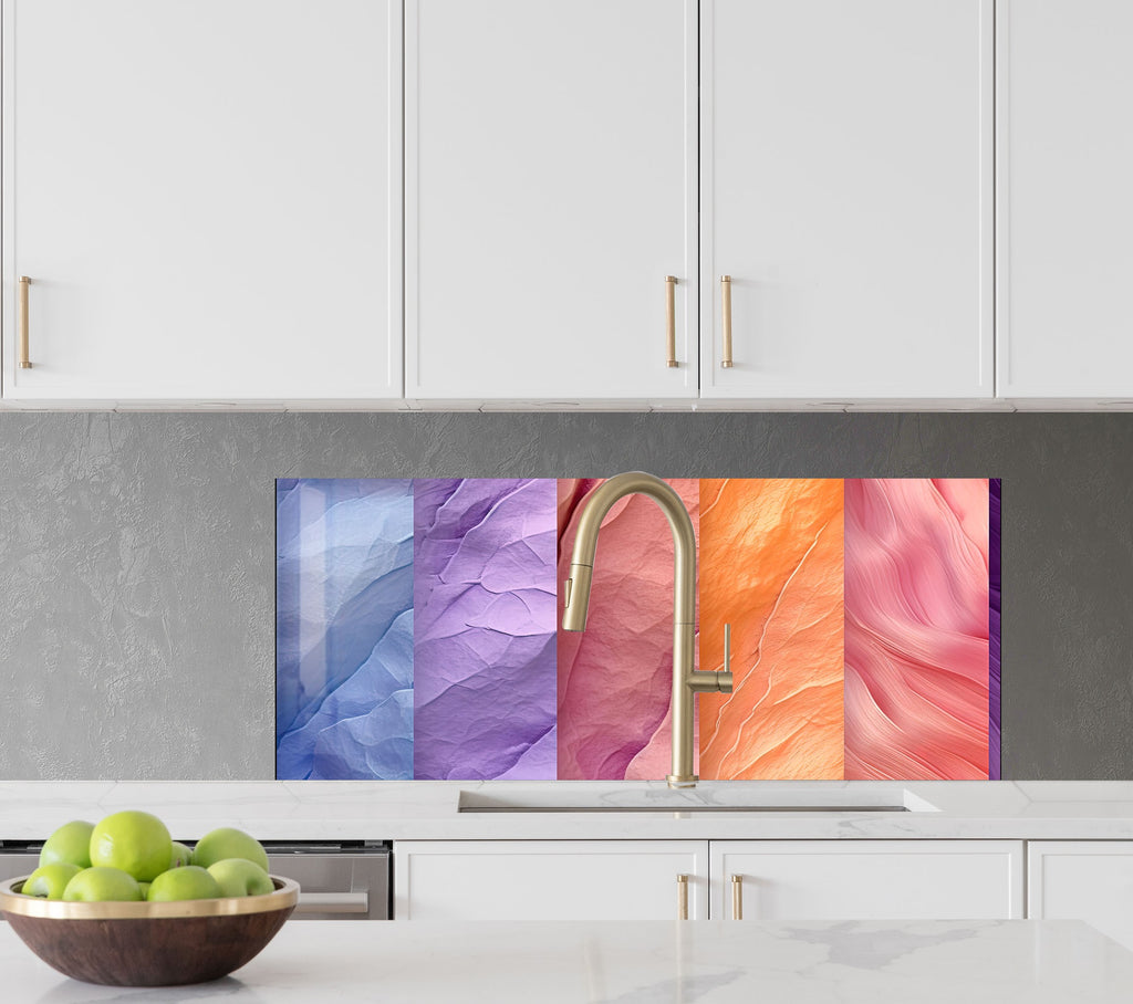 Waves of Color – Glass Kitchen Backsplash-BacksplashArtworks