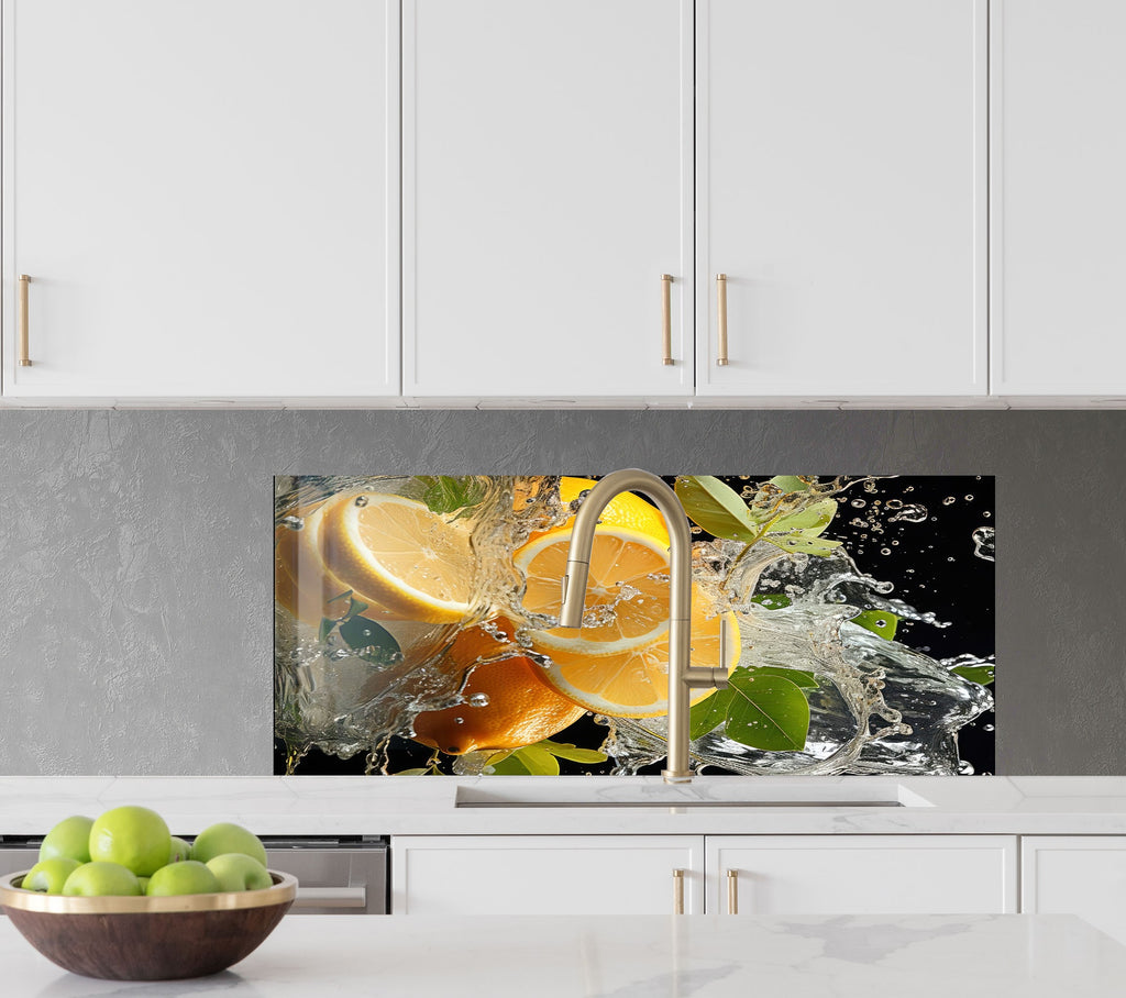 Lemon Burst Glass Kitchen Backsplash – Refreshing Citrus Splash Design-BacksplashArtworks
