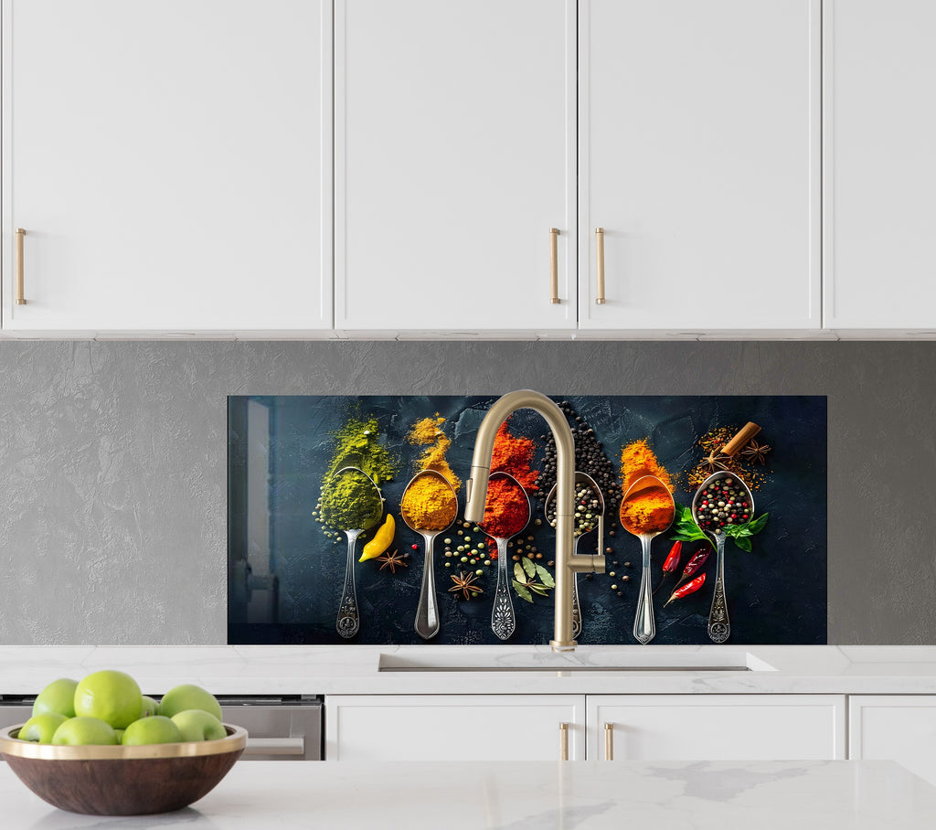 Spice Explosion - Tempered Glass Kitchen Backsplash-BacksplashArtworks
