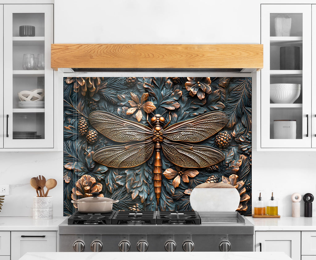 Vivid Dragonfly - Glass Kitchen Backsplash-BacksplashArtworks