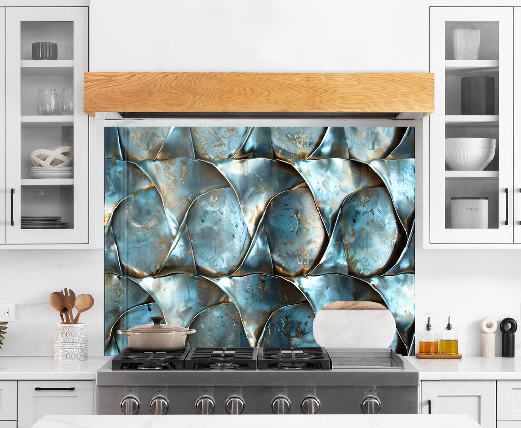 Oceanic Wave - Glass Kitchen Backsplash-BacksplashArtworks