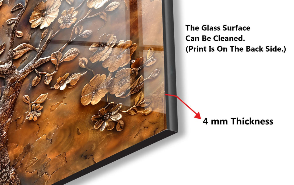 Bronze Blossom - Glass Kitchen Backsplash-BacksplashArtworks