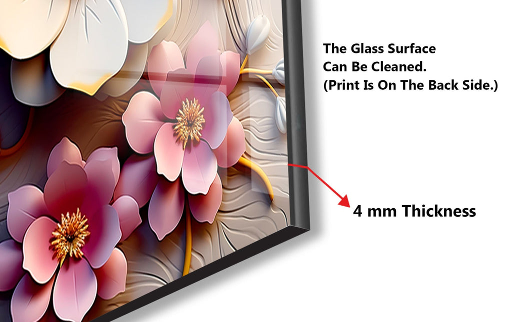Blush & Ivory Floral Elegance - Glass Kitchen Backsplash-BacksplashArtworks