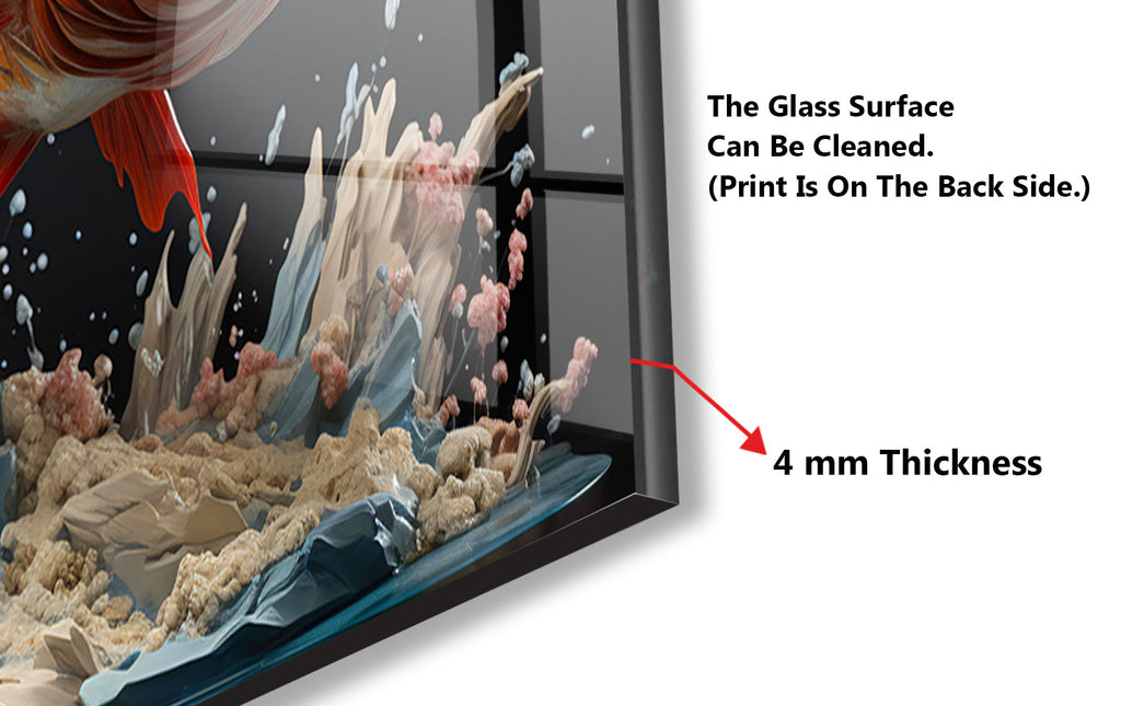 Golden Fish – Glass Kitchen Backsplash-BacksplashArtworks