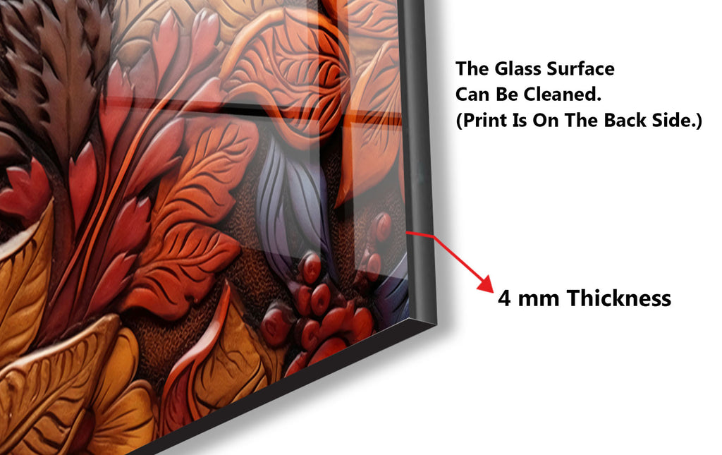 Autumn Blossom Engraved - Glass Kitchen Backsplash-BacksplashArtworks