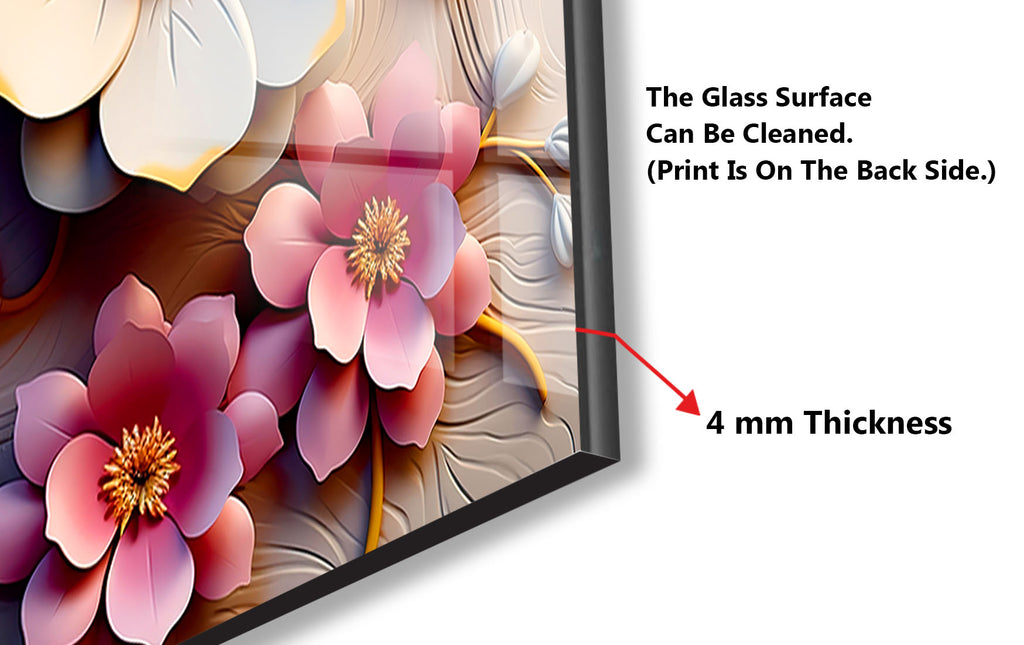 Soft Bloom Elegance - Glass Kitchen Backsplash-BacksplashArtworks