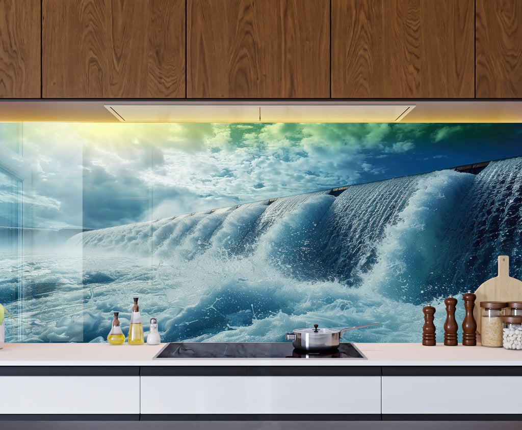 Majestic Waterfall Power Wall Art - Tempered Glass Kitchen Backsplash-BacksplashArtworks