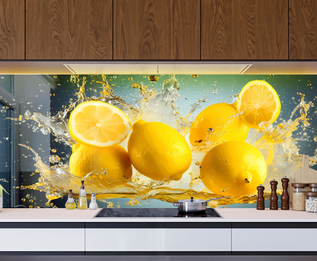 Lemon Splash Glass Kitchen Backsplash – Refreshing Citrus Design-BacksplashArtworks