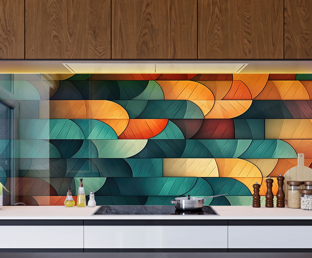 Copper Tulip Symphony - Glass Kitchen Backsplash-BacksplashArtworks