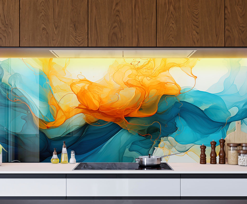 Abstract Tempered Glass Backsplash-BacksplashArtworks